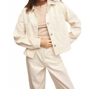 NEW Z SUPPLY caledonia cropped denim jacket in off white